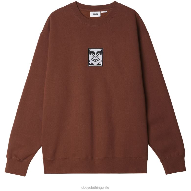 ropa 40VX1002 hombres icono de cuello redondo extra pesado OBEY sepia