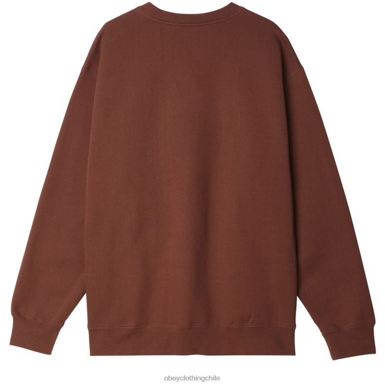 ropa 40VX1002 hombres icono de cuello redondo extra pesado OBEY sepia