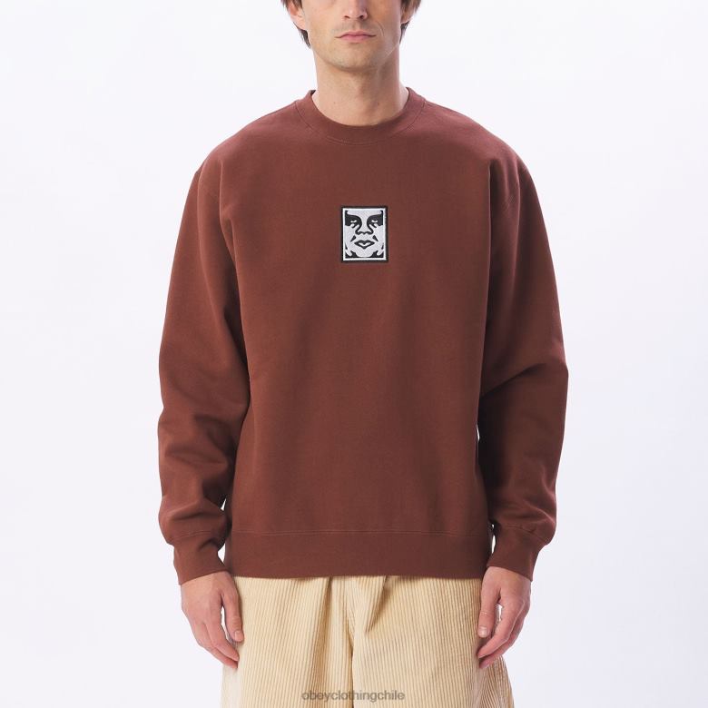 ropa 40VX1002 hombres icono de cuello redondo extra pesado OBEY sepia