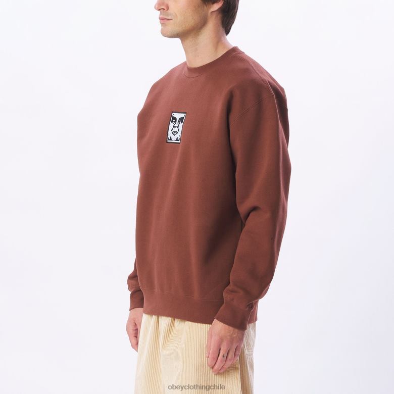 ropa 40VX1002 hombres icono de cuello redondo extra pesado OBEY sepia