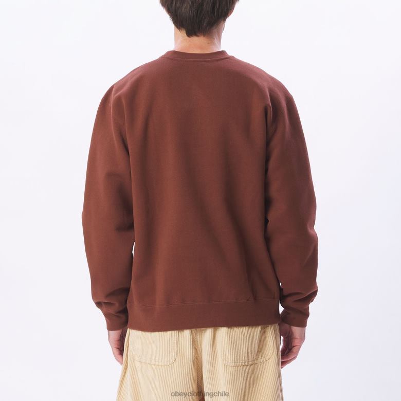 ropa 40VX1002 hombres icono de cuello redondo extra pesado OBEY sepia