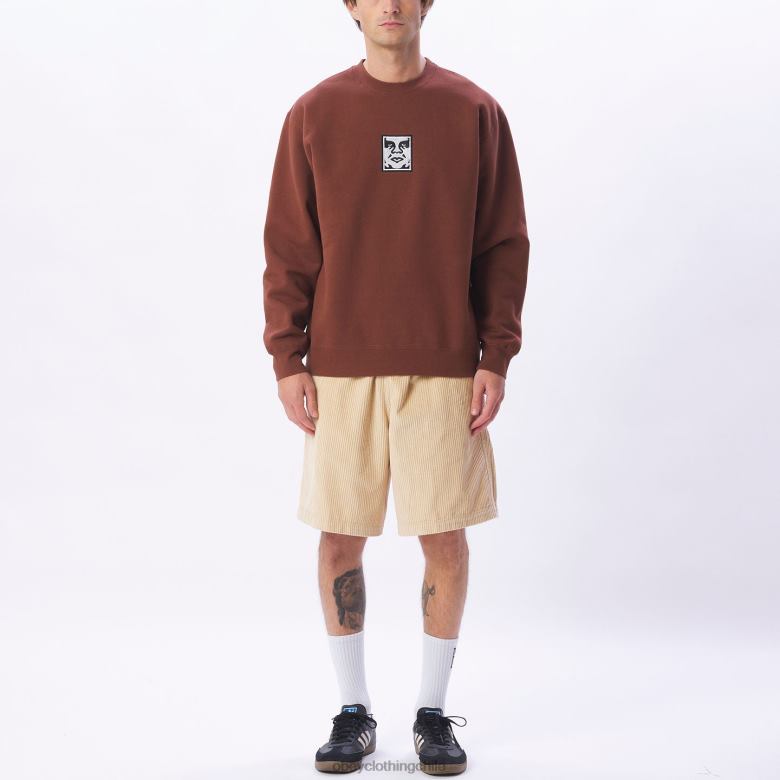 ropa 40VX1002 hombres icono de cuello redondo extra pesado OBEY sepia