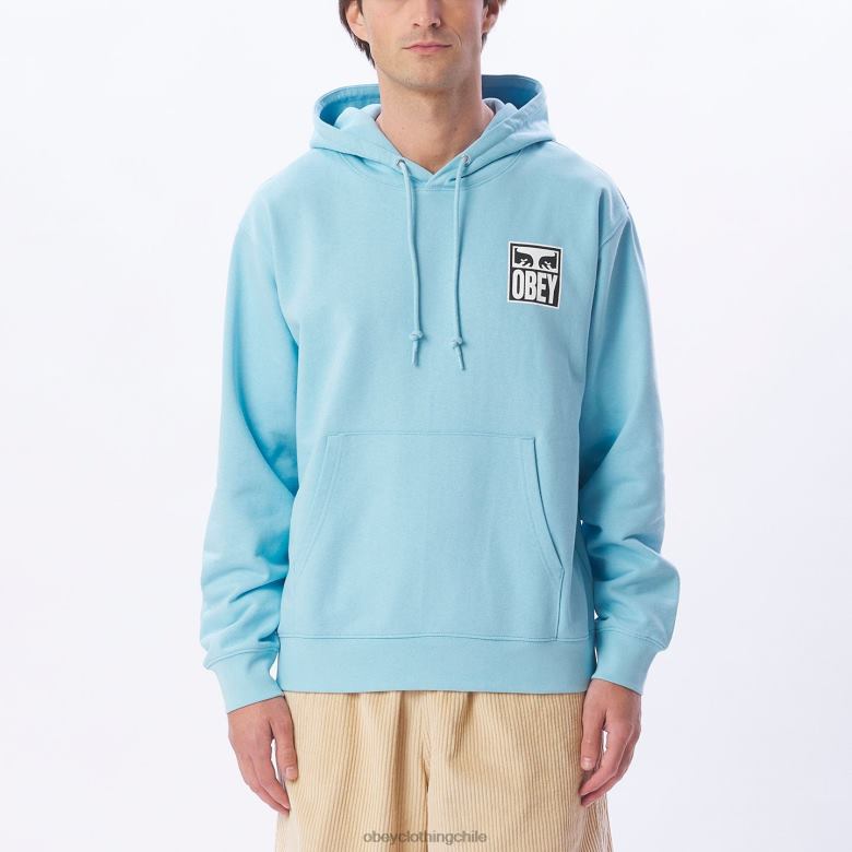 ropa 40VX1009 hombres Sudadera con capucha pesada Eyes Icon II OBEY cielo azul