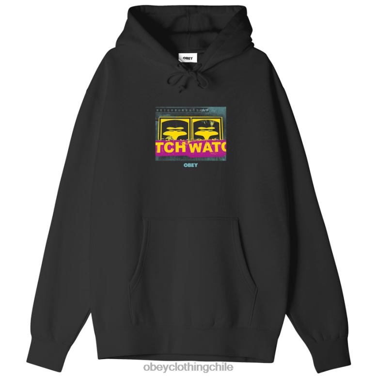 ropa 40VX1024 hombres sudadera con capucha premium de vigilancia vecinal OBEY negro