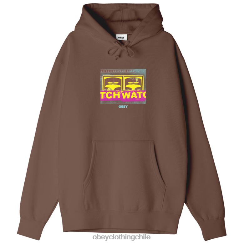 ropa 40VX1025 hombres sudadera con capucha premium de vigilancia vecinal OBEY sepia
