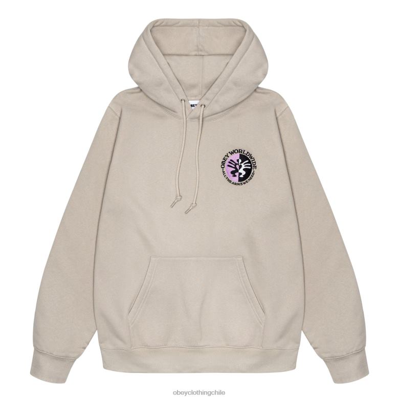 ropa 40VX1026 hombres capucha con todos los brazos OBEY Gris plateado