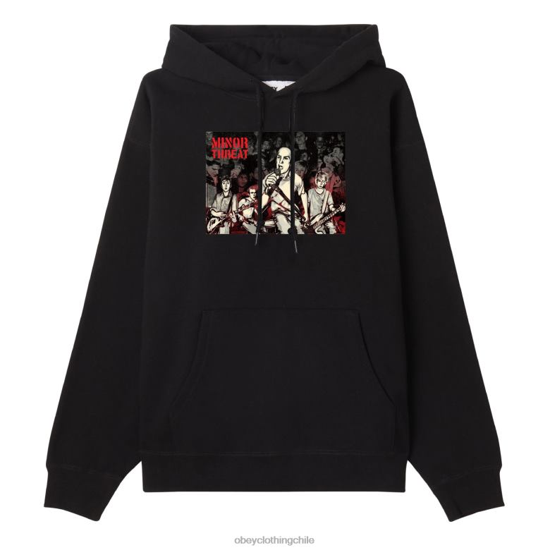 ropa 40VX1030 hombres g.e.f x solo una amenaza menor sudadera con capucha OBEY negro