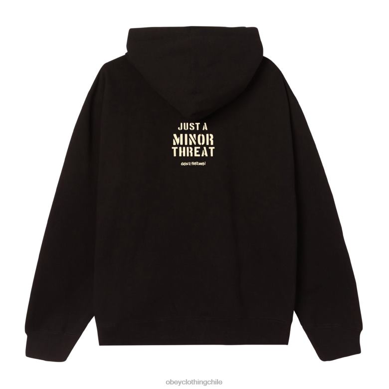 ropa 40VX1030 hombres g.e.f x solo una amenaza menor sudadera con capucha OBEY negro