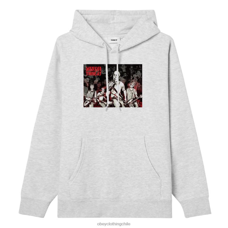 ropa 40VX1031 hombres g.e.f x solo una amenaza menor sudadera con capucha OBEY cuero gris