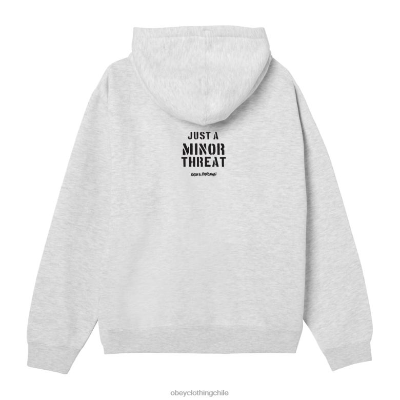 ropa 40VX1031 hombres g.e.f x solo una amenaza menor sudadera con capucha OBEY cuero gris