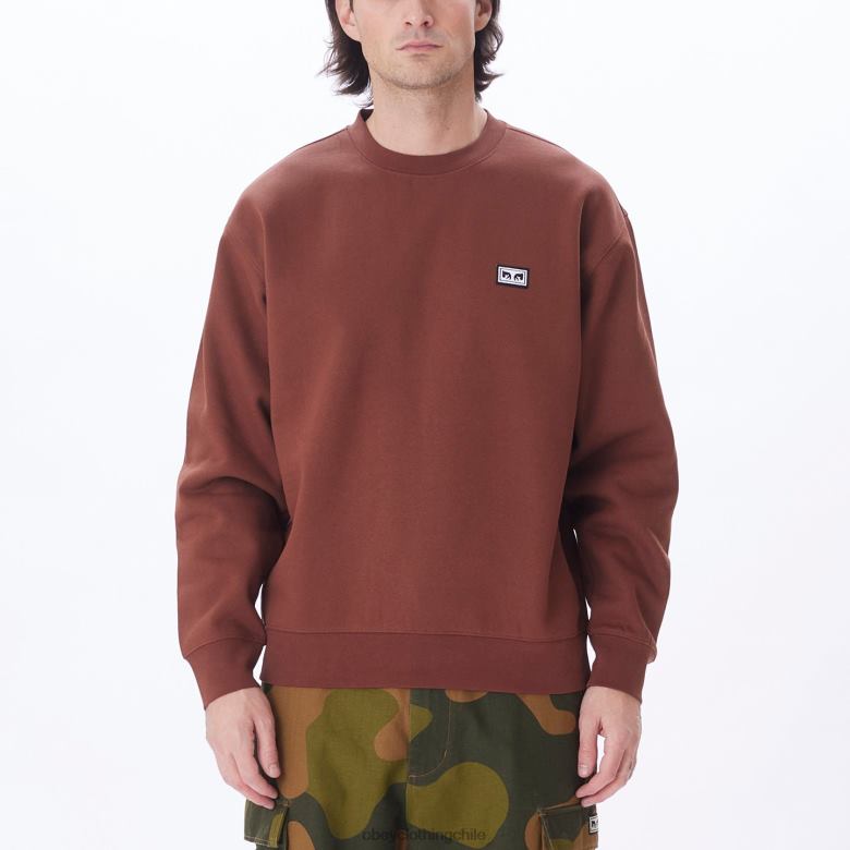 ropa 40VX1033 hombres ojos de trabajo establecidos cuello redondo OBEY sepia
