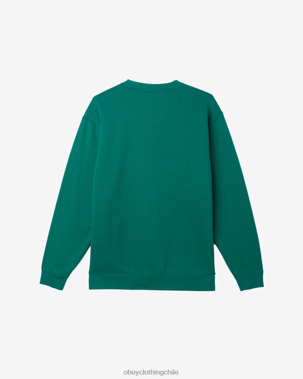 ropa 40VX1037 hombres cuello redondo en minúsculas OBEY verde aventurina