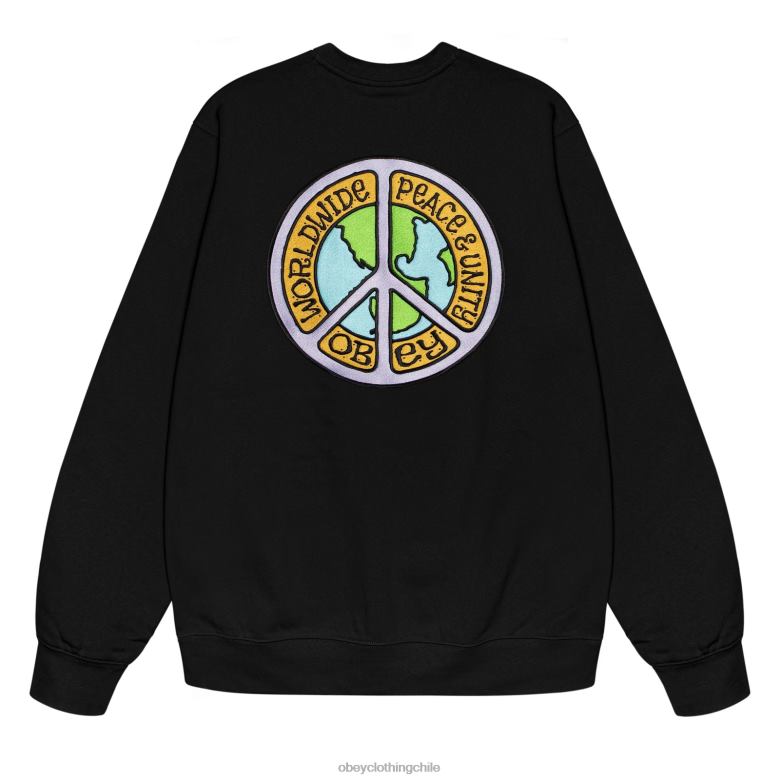 ropa 40VX1046 hombres cuello redondo paz y unidad OBEY negro
