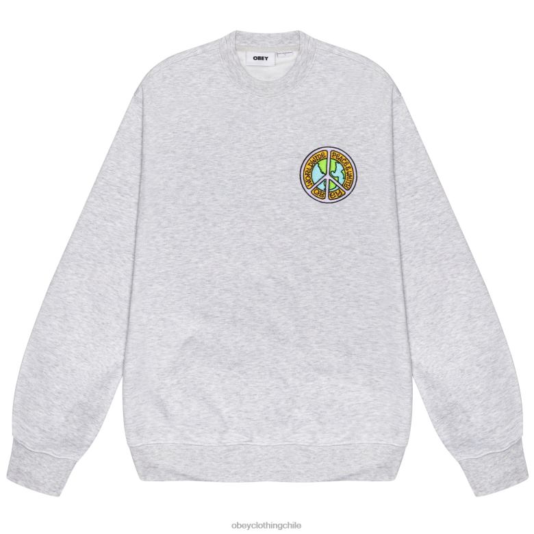 ropa 40VX1047 hombres cuello redondo paz y unidad OBEY cuero gris
