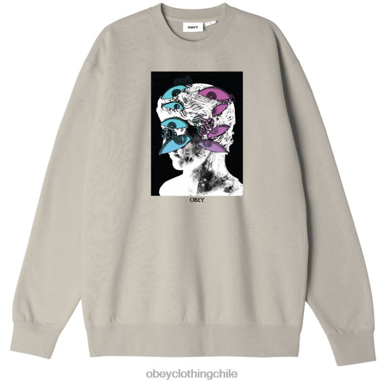 ropa 40VX1051 hombres máscara de ojos box fit cuello redondo OBEY Gris plateado