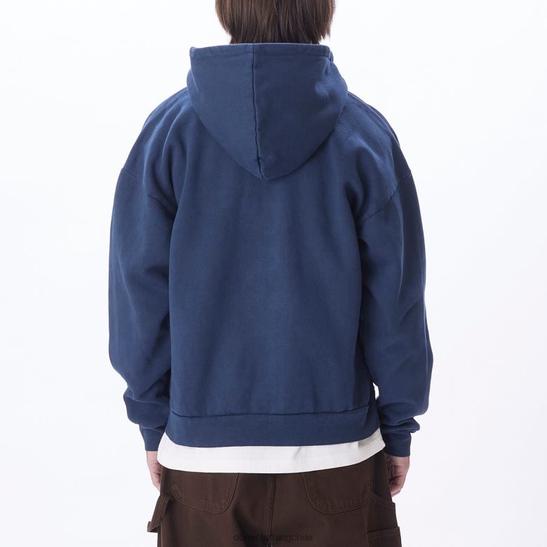 ropa 40VX977 hombres capucha con cremallera pigmentada en minúsculas OBEY academia de pigmentos azul marino