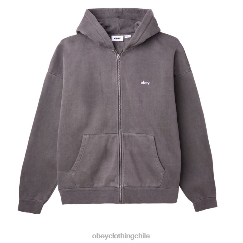 ropa 40VX978 hombres capucha con cremallera pigmentada en minúsculas OBEY pigmento negro digital