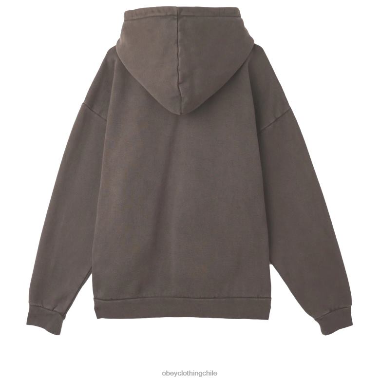 ropa 40VX979 hombres capucha con cremallera pigmentada en minúsculas OBEY pigmento marrón java