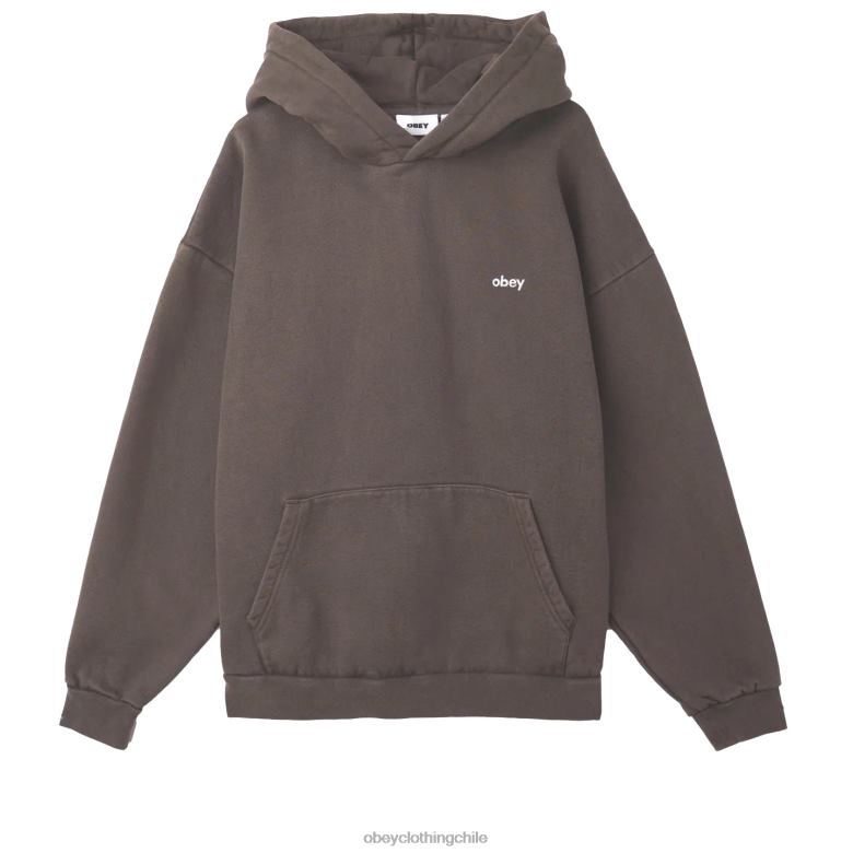 ropa 40VX980 hombres capucha tipo jersey con pigmentos en minúsculas OBEY pigmento marrón java