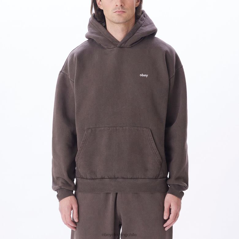 ropa 40VX980 hombres capucha tipo jersey con pigmentos en minúsculas OBEY pigmento marrón java
