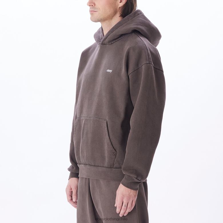 ropa 40VX980 hombres capucha tipo jersey con pigmentos en minúsculas OBEY pigmento marrón java