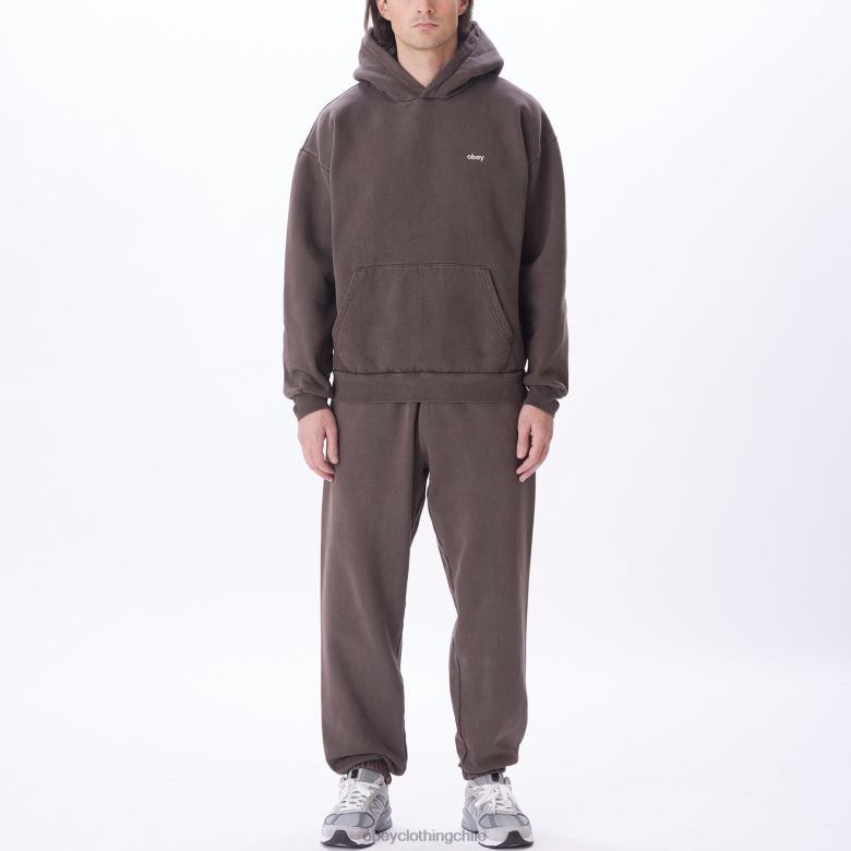 ropa 40VX980 hombres capucha tipo jersey con pigmentos en minúsculas OBEY pigmento marrón java