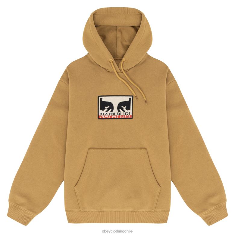 ropa 40VX982 hombres capucha OBEY X NAPAPIJRI caramelo