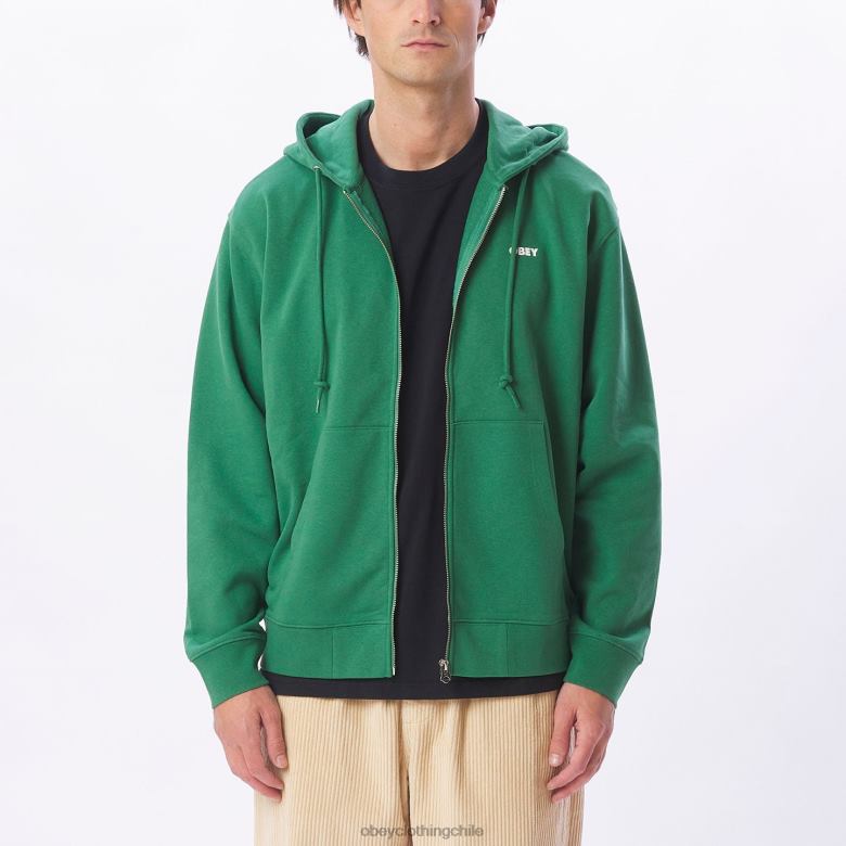 ropa 40VX985 hombres capucha con cremallera pesada y llamativa OBEY hoja de palma