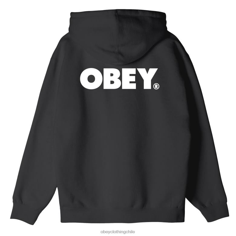 ropa 40VX986 hombres capucha con cremallera premium audaz OBEY negro