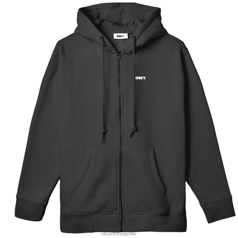 ropa 40VX986 hombres capucha con cremallera premium audaz OBEY negro