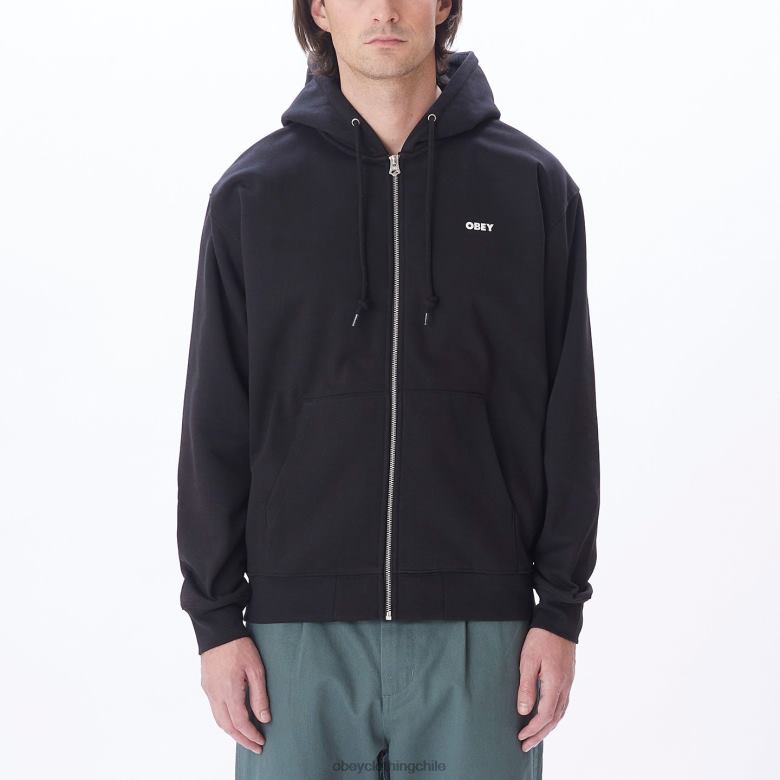ropa 40VX986 hombres capucha con cremallera premium audaz OBEY negro