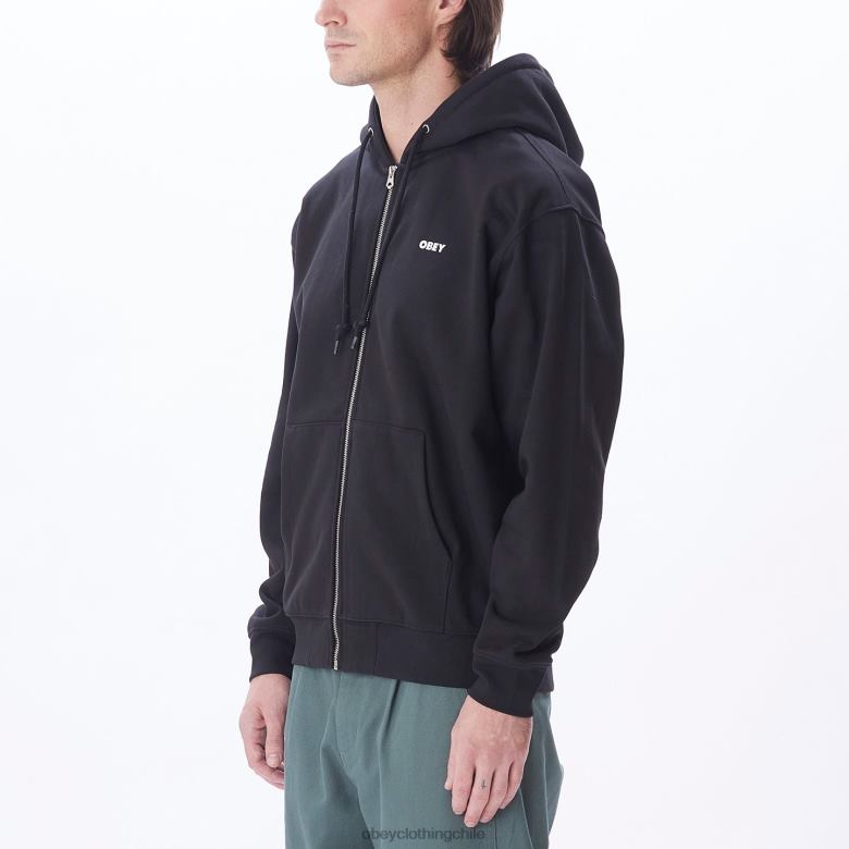 ropa 40VX986 hombres capucha con cremallera premium audaz OBEY negro