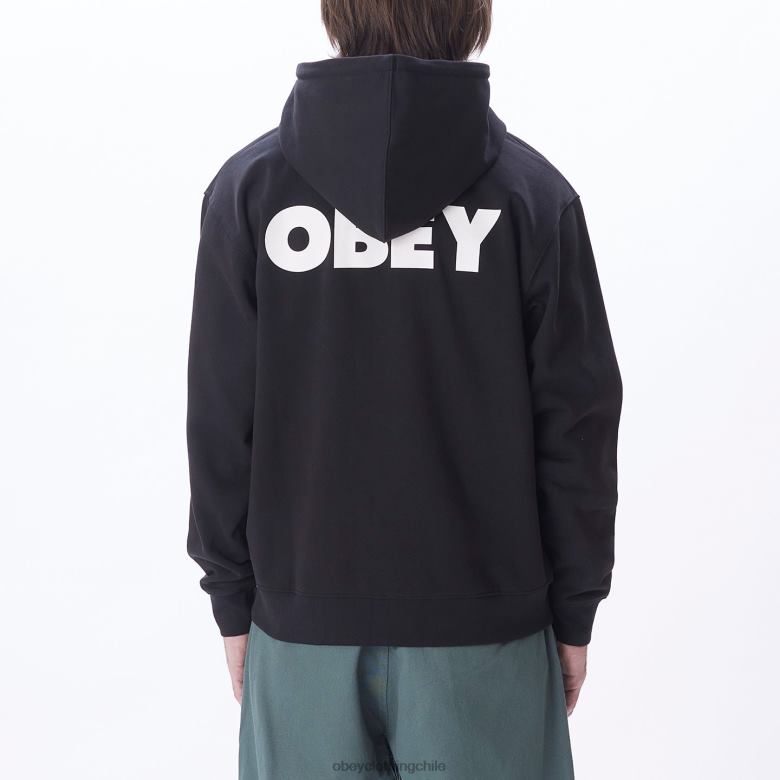 ropa 40VX986 hombres capucha con cremallera premium audaz OBEY negro