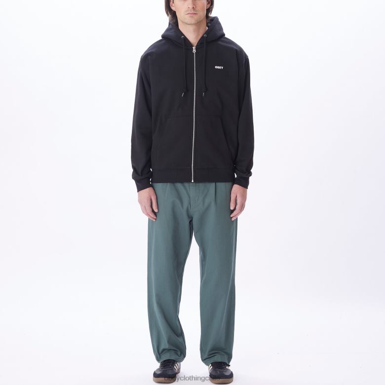 ropa 40VX986 hombres capucha con cremallera premium audaz OBEY negro