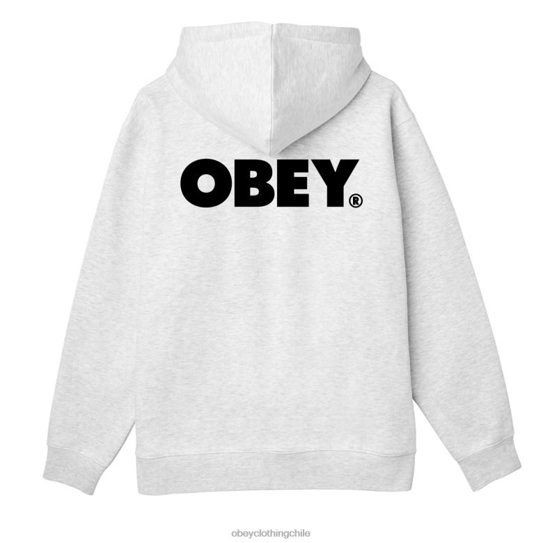 ropa 40VX987 hombres capucha con cremallera premium audaz OBEY cuero gris