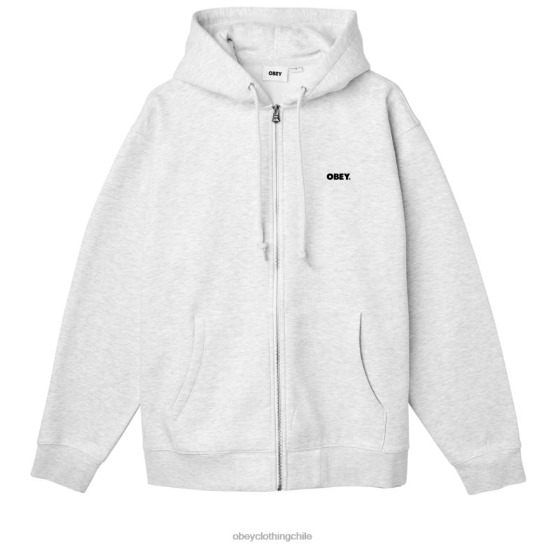 ropa 40VX987 hombres capucha con cremallera premium audaz OBEY cuero gris