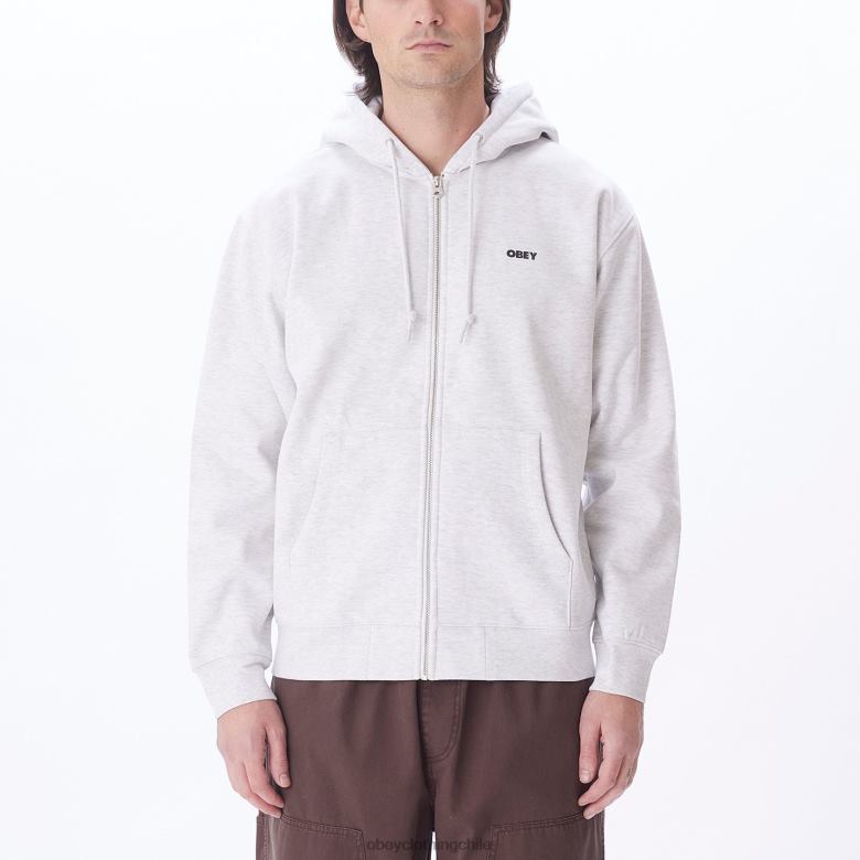 ropa 40VX987 hombres capucha con cremallera premium audaz OBEY cuero gris