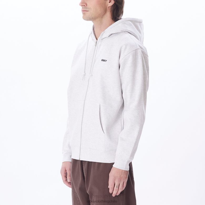 ropa 40VX987 hombres capucha con cremallera premium audaz OBEY cuero gris
