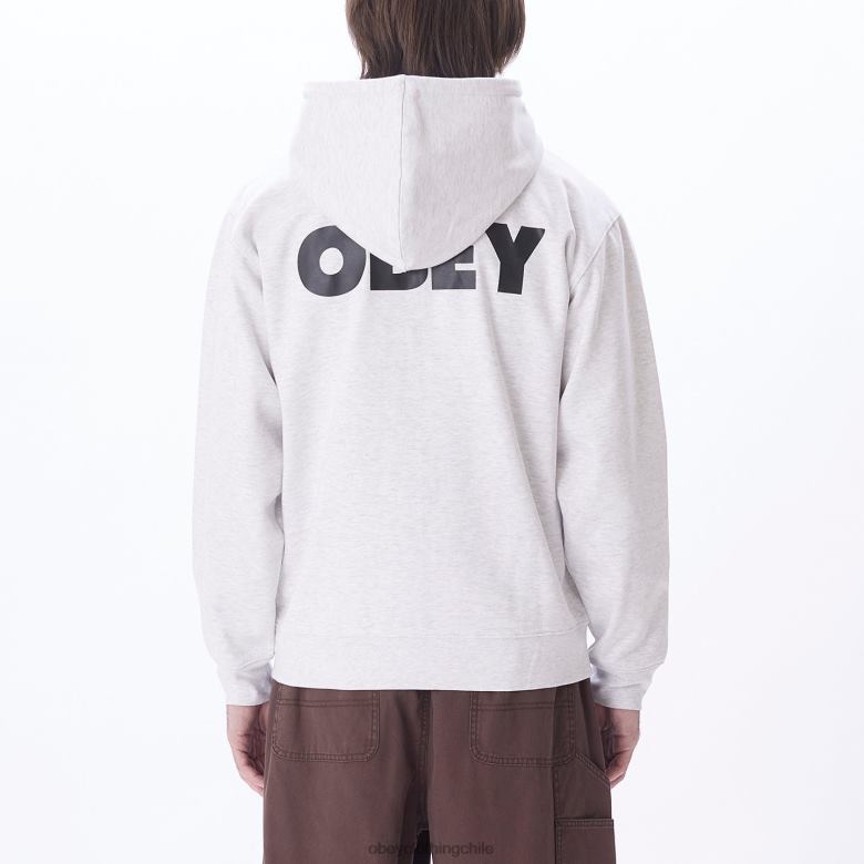 ropa 40VX987 hombres capucha con cremallera premium audaz OBEY cuero gris