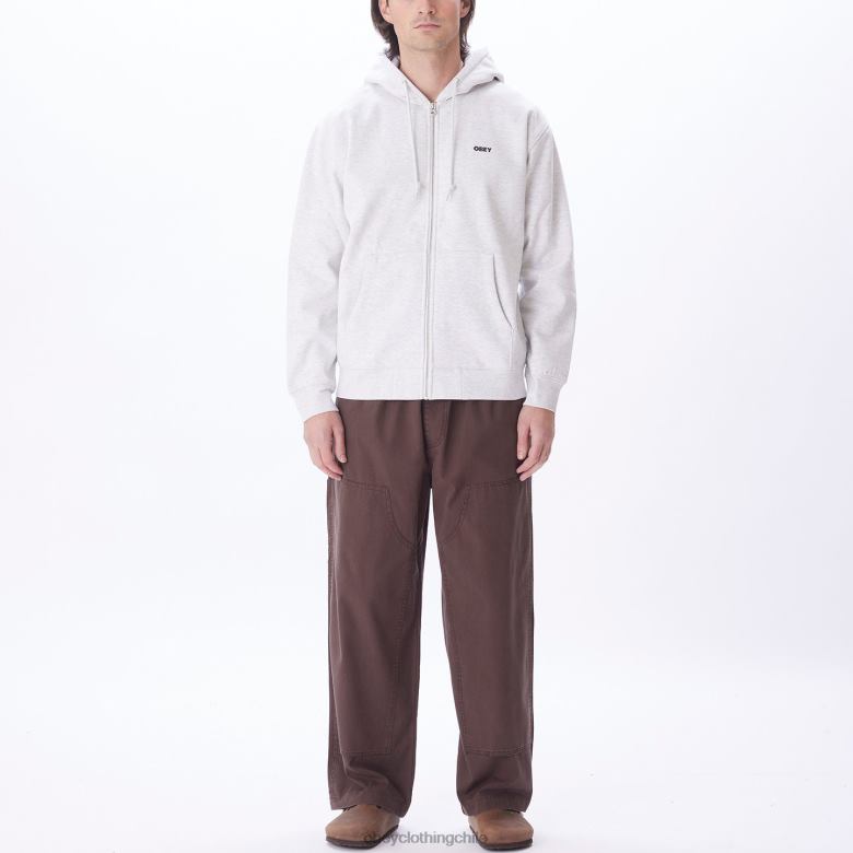 ropa 40VX987 hombres capucha con cremallera premium audaz OBEY cuero gris