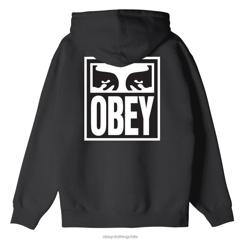 ropa 40VX988 hombres capucha con cremallera premium con icono de ojos OBEY negro