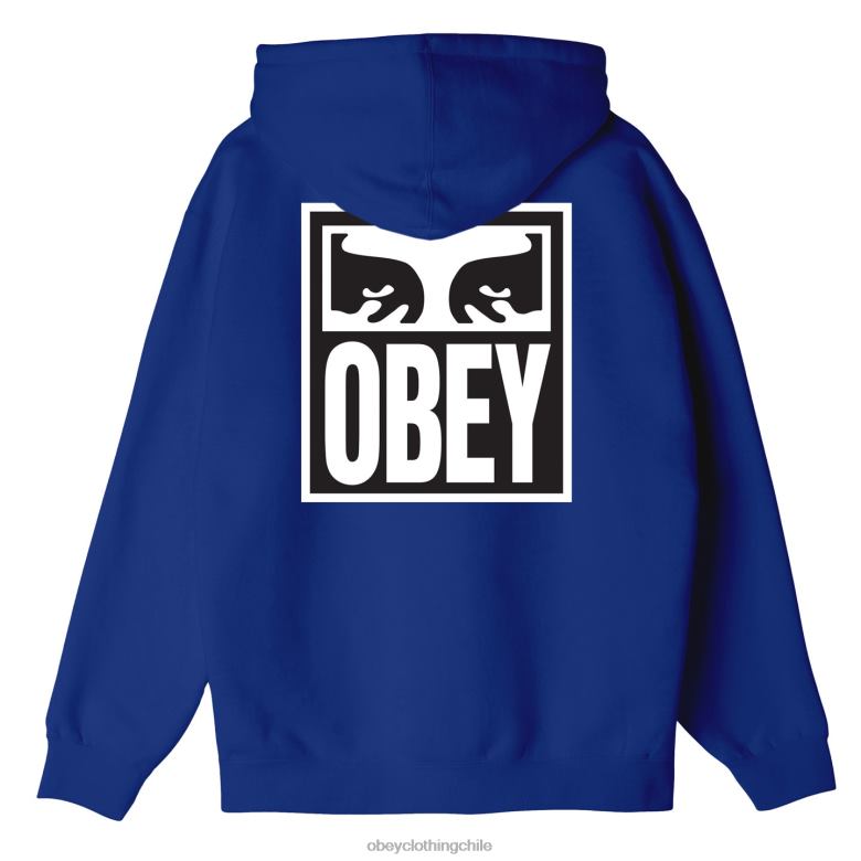 ropa 40VX989 hombres capucha con cremallera premium con icono de ojos OBEY surf azul