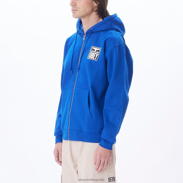ropa 40VX989 hombres capucha con cremallera premium con icono de ojos OBEY surf azul