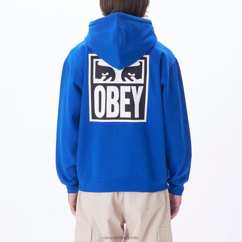 ropa 40VX989 hombres capucha con cremallera premium con icono de ojos OBEY surf azul
