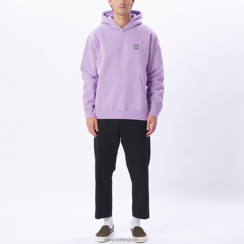 ropa 40VX992 hombres Capucha tipo jersey extra gruesa con parche de icono OBEY lavanda digital