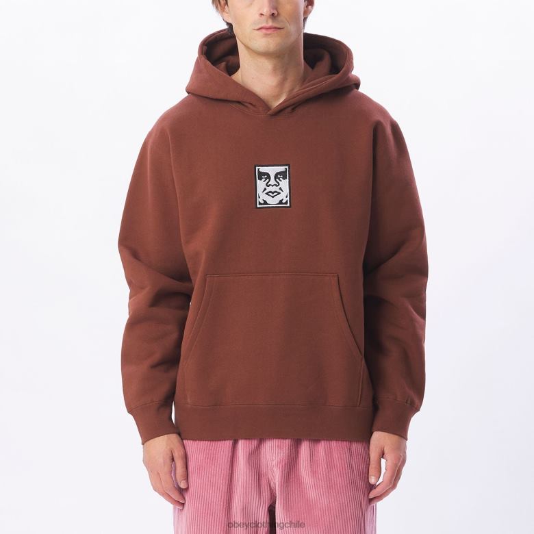 ropa 40VX994 hombres sudadera con capucha extra pesada Icon OBEY sepia