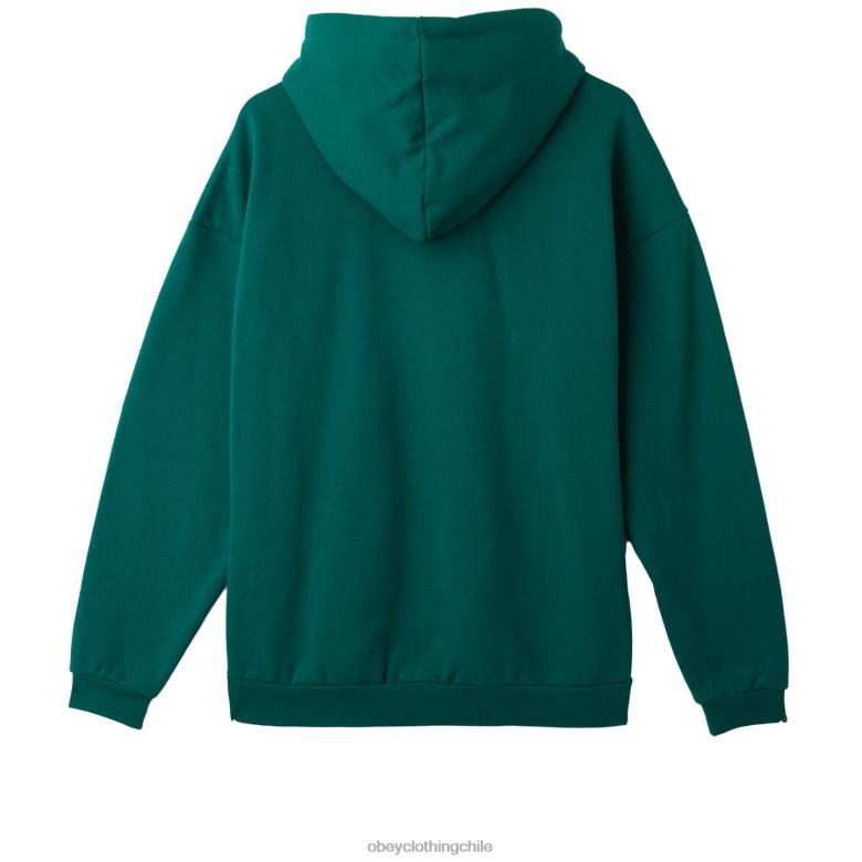 ropa 40VX995 hombres capucha tipo jersey apilada extra pesada OBEY verde aventurina