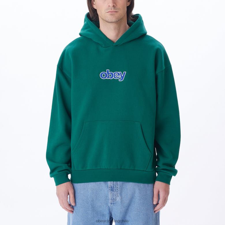 ropa 40VX995 hombres capucha tipo jersey apilada extra pesada OBEY verde aventurina