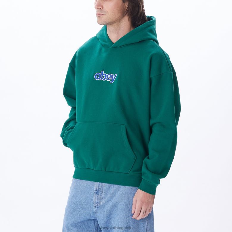 ropa 40VX995 hombres capucha tipo jersey apilada extra pesada OBEY verde aventurina