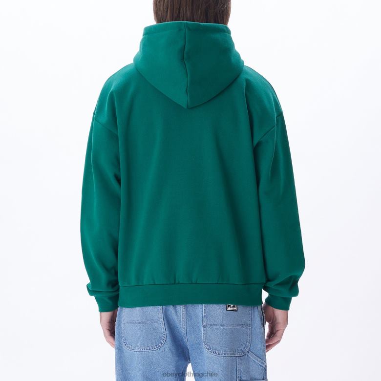 ropa 40VX995 hombres capucha tipo jersey apilada extra pesada OBEY verde aventurina